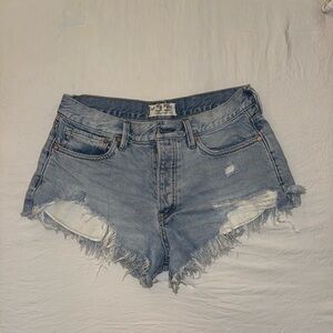 We The Free Light Blue Distressed Jean Shorts